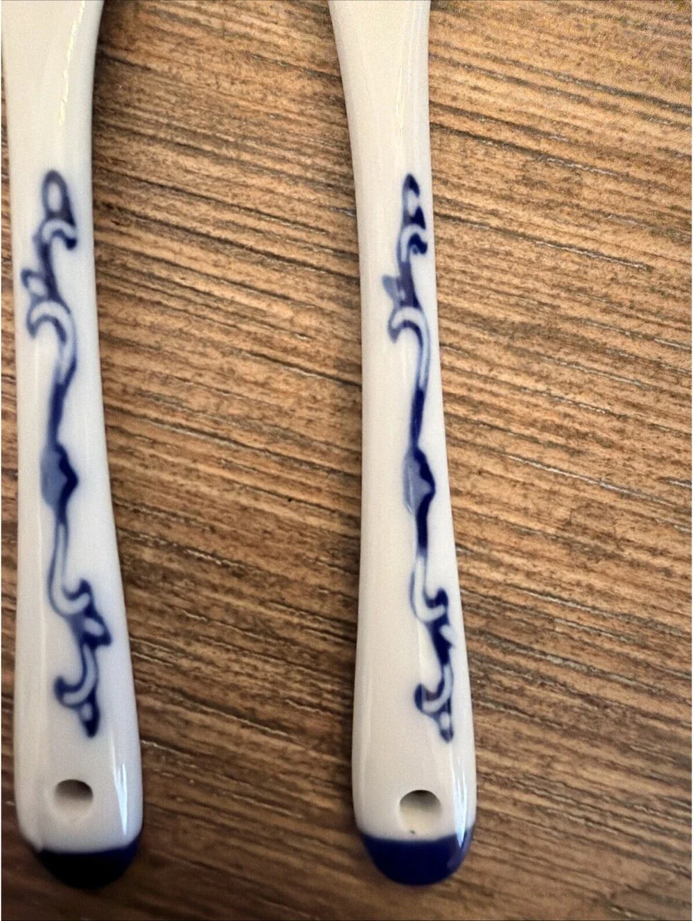Cracker Barrel Blue White Ceramic Spoons 5